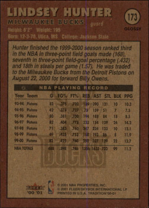2000/2001 Fleer Glossy Basketball - Picture 169 of 217