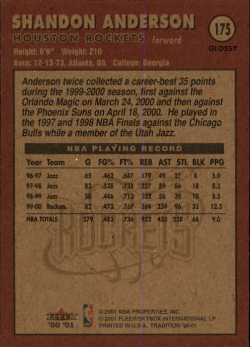 2000/2001 Fleer Glossy Basketball - Picture 171 of 217