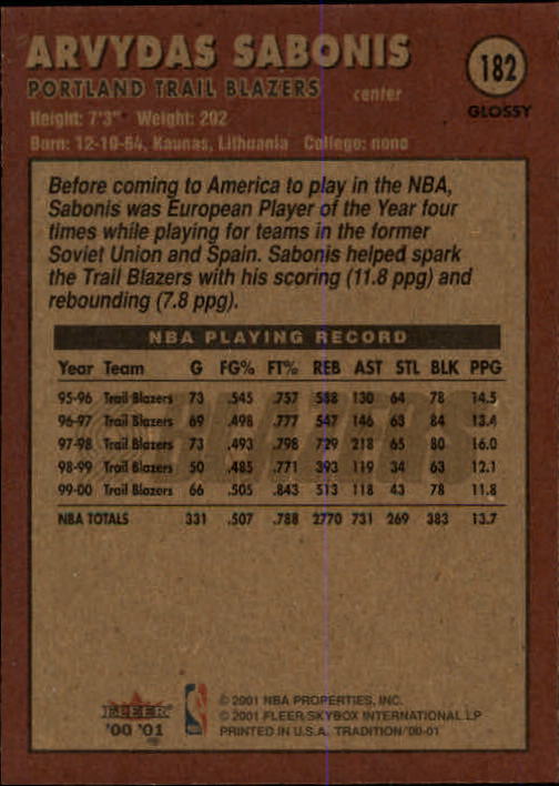 2000/2001 Fleer Glossy Basketball - Picture 181 of 217