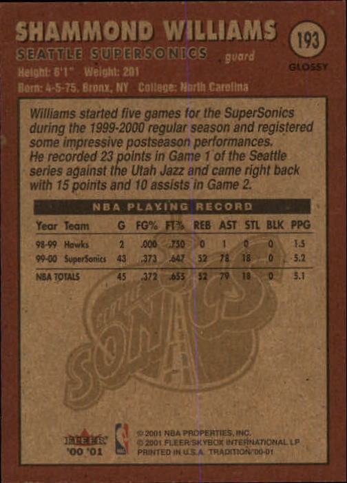 2000/2001 Fleer Glossy Basketball - Picture 191 of 217