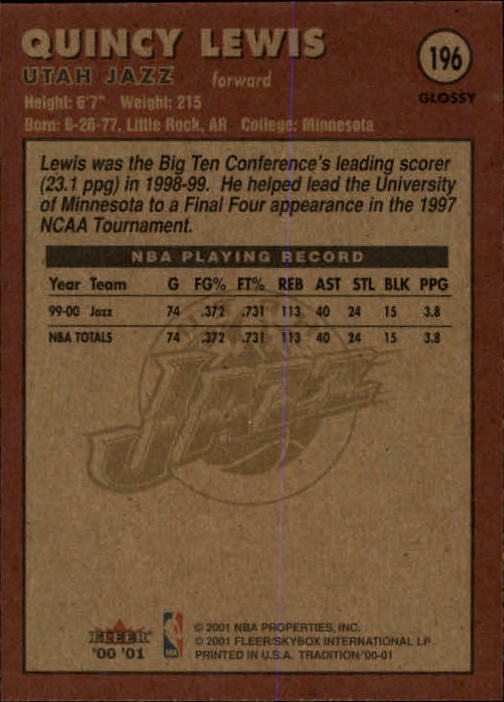 2000/2001 Fleer Glossy Basketball - Picture 197 of 217