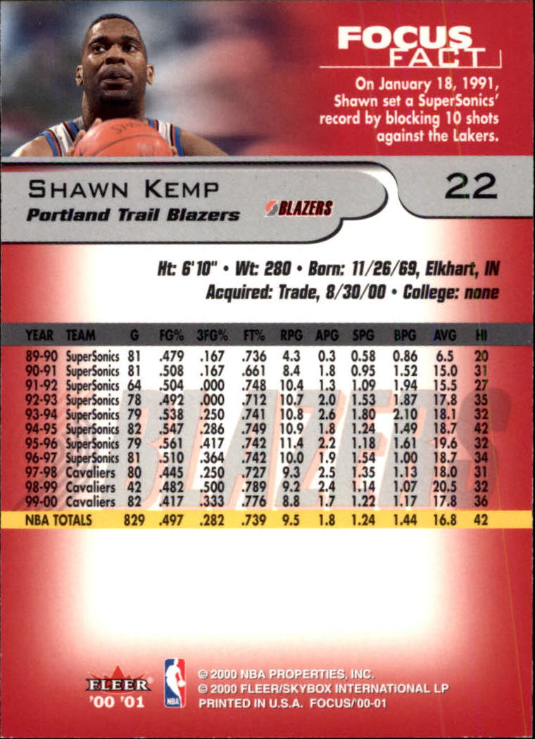 2000/2001 Focus (Fleer) Basketball - Picture 45 of 403