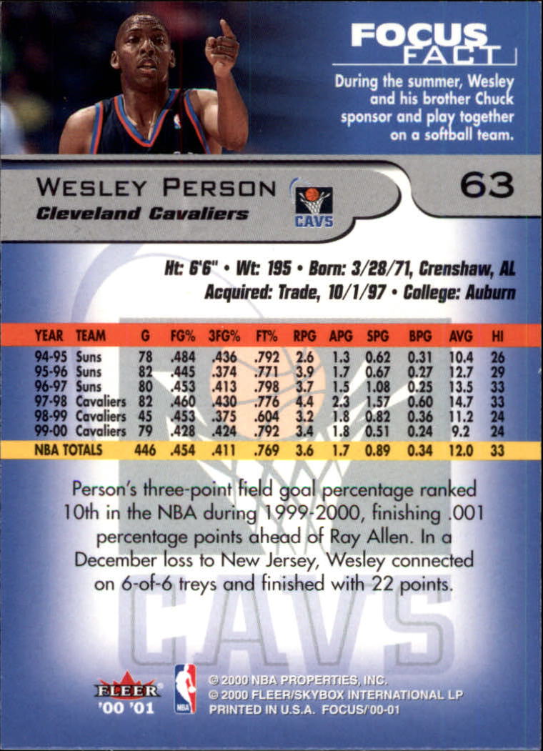 2000/2001 Focus (Fleer) Basketball - Picture 127 of 403