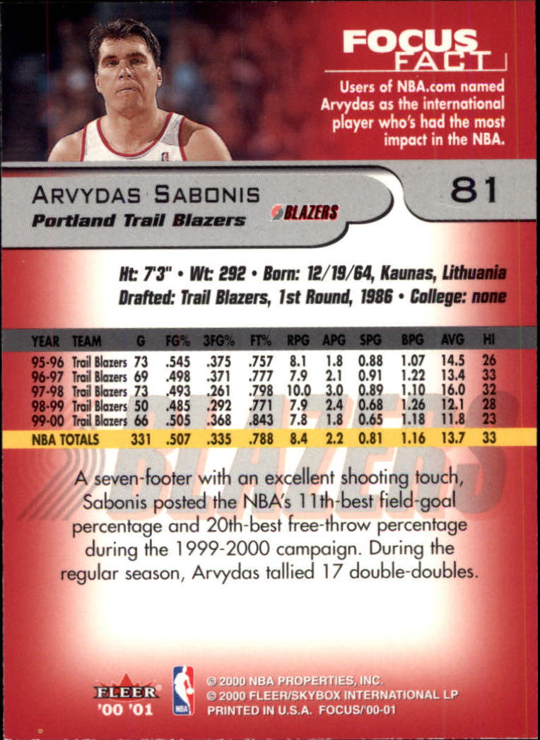 2000/2001 Focus (Fleer) Basketball - Picture 163 of 403