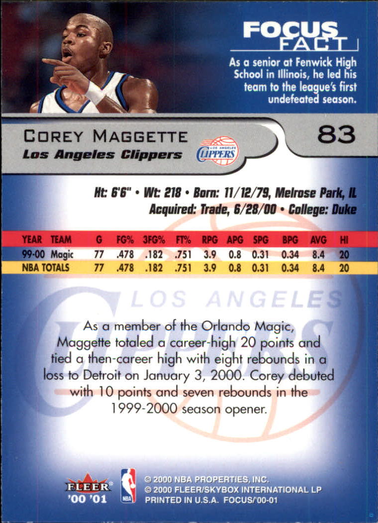 2000/2001 Focus (Fleer) Basketball - Picture 167 of 403