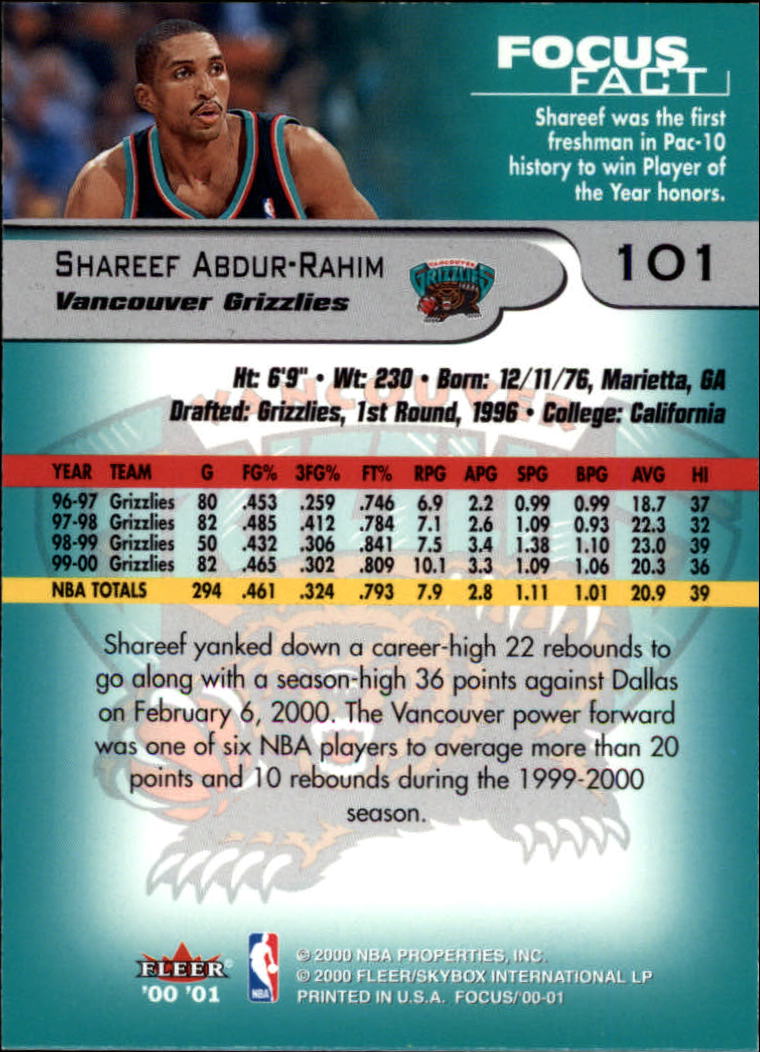 2000/2001 Focus (Fleer) Basketball - Picture 203 of 403