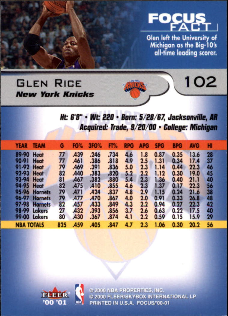 2000/2001 Focus (Fleer) Basketball - Picture 205 of 403