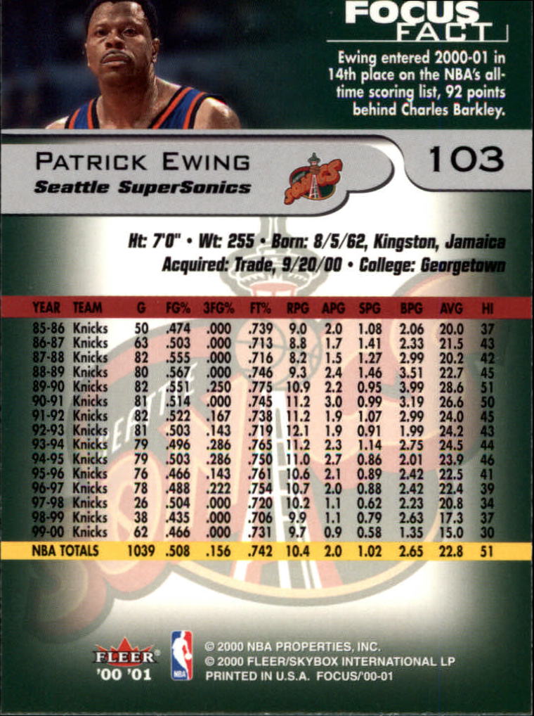 2000/2001 Focus (Fleer) Basketball - Picture 207 of 403