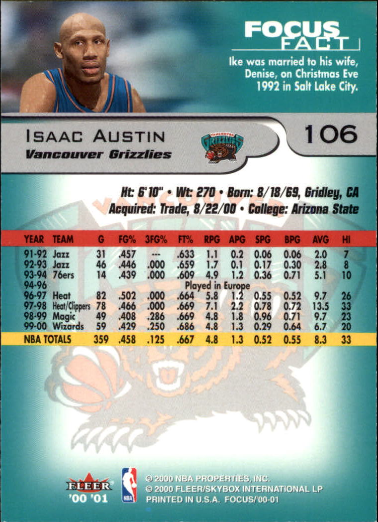 2000/2001 Focus (Fleer) Basketball - Picture 213 of 403