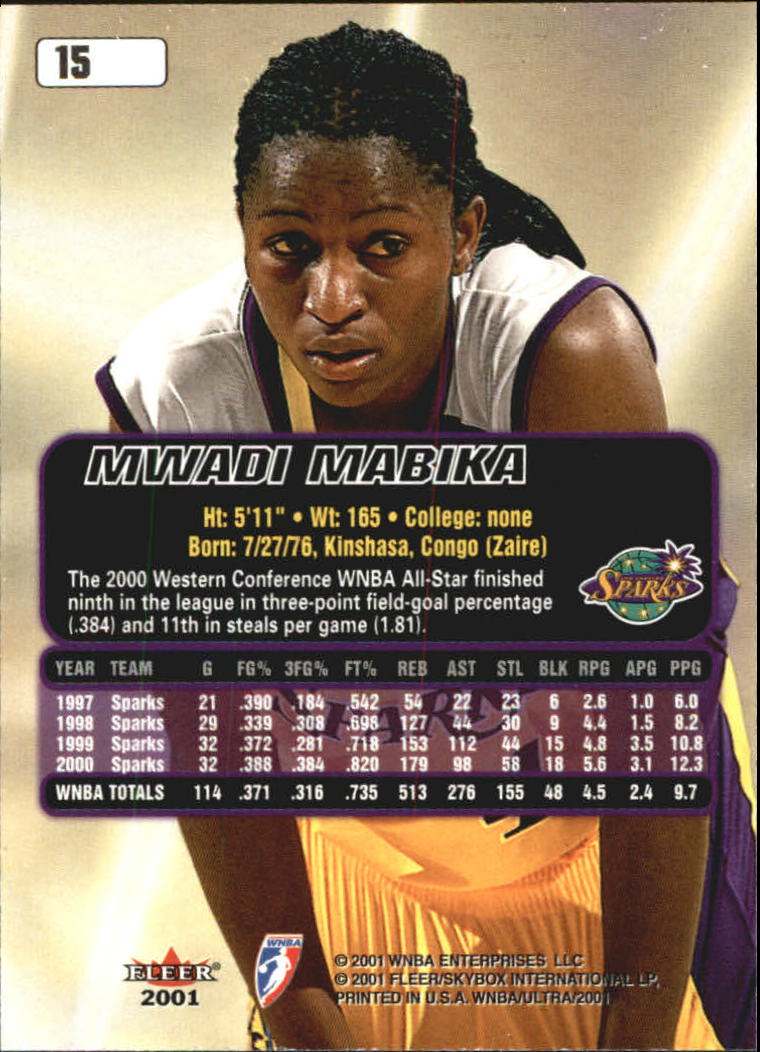 2001 Ultra WNBA (Fleer) Basketball - Picture 15 of 151