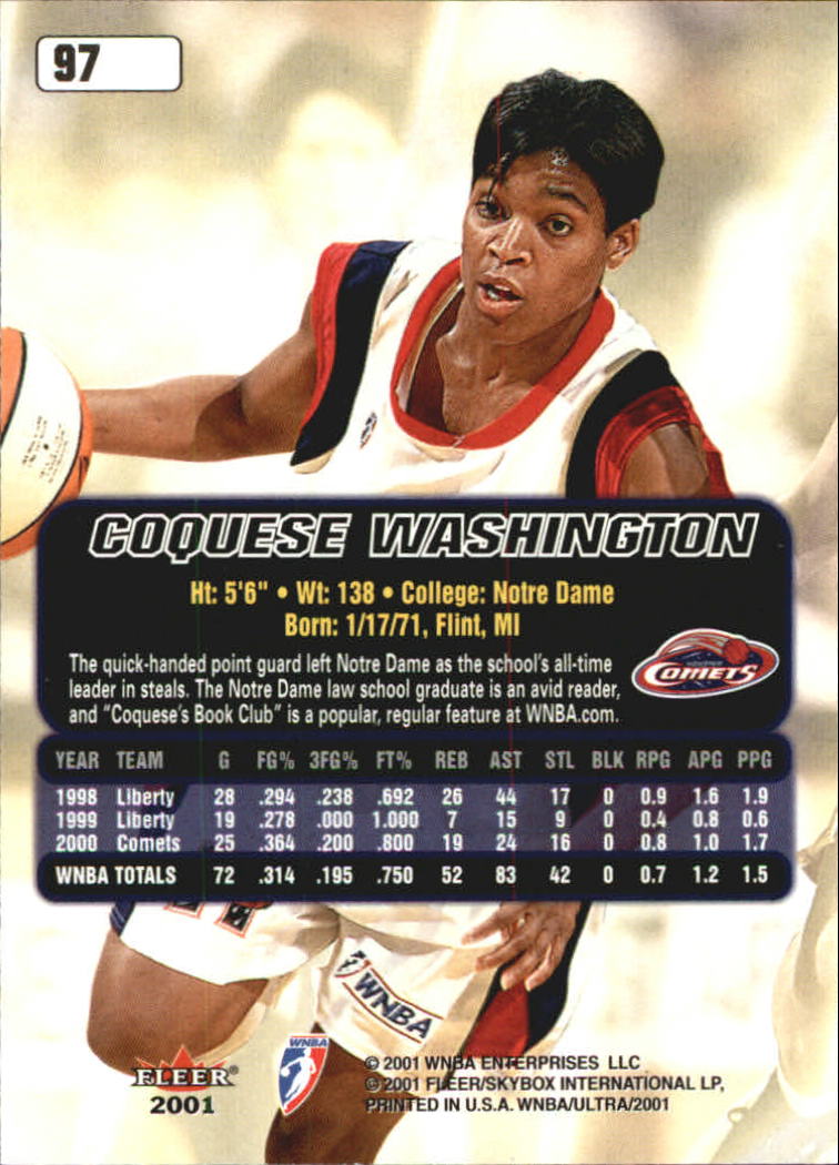 2001 Ultra WNBA (Fleer) Basketball - Picture 117 of 151