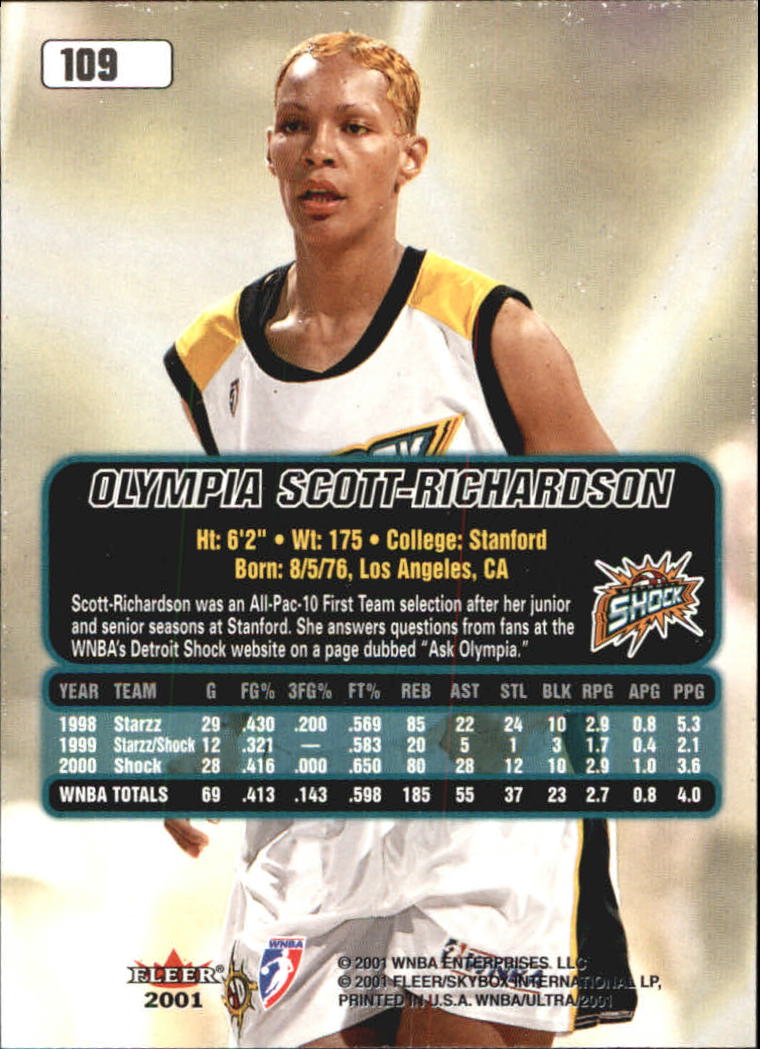 2001 Ultra WNBA (Fleer) Basketball - Picture 129 of 151