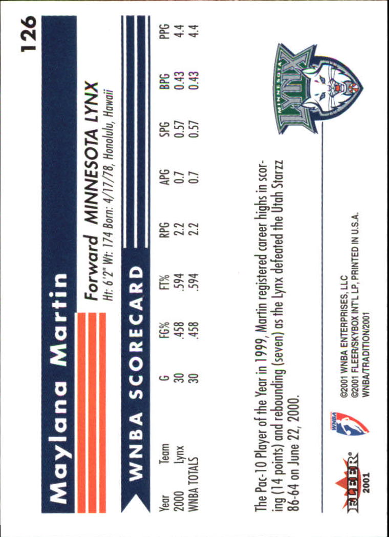 2001 Fleer WNBA Basketball - Bild 189 von 289