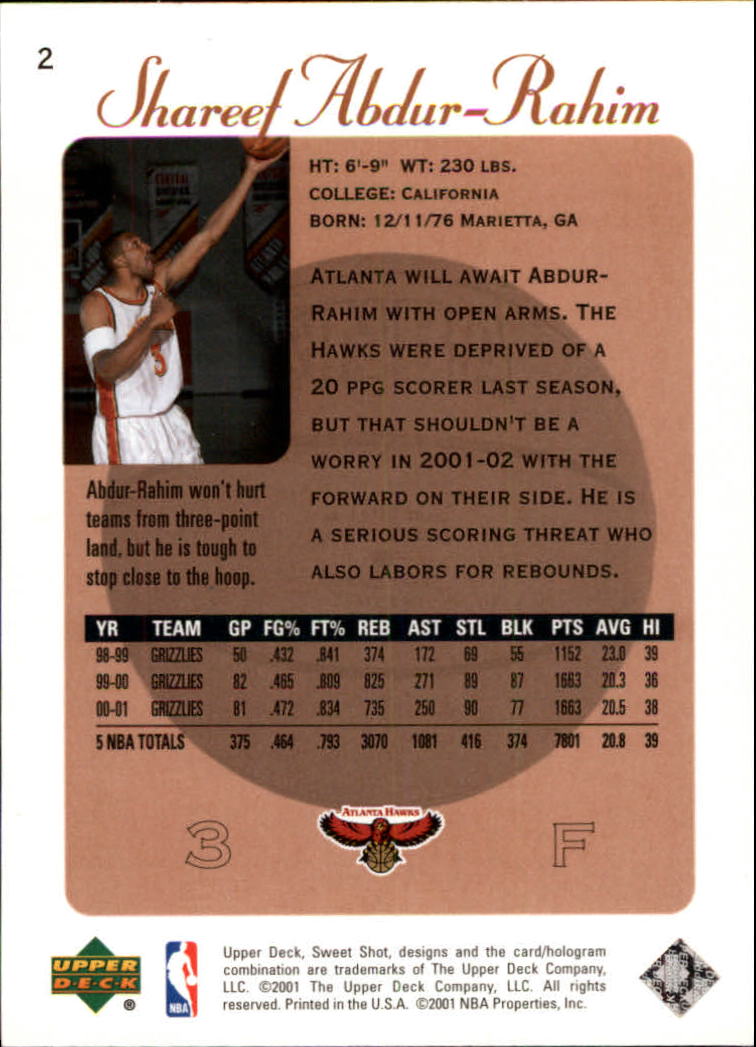 2001/2002 Sweet Shot (Upper Deck) Basketball - Picture 175 of 177