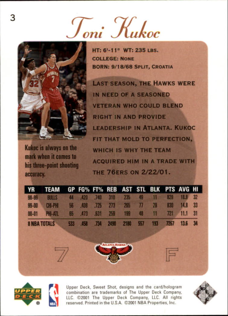 2001/2002 Sweet Shot (Upper Deck) Basketball - Picture 173 of 177