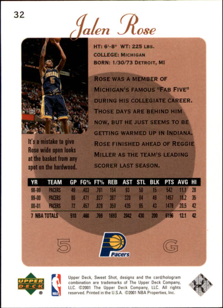 2001/2002 Sweet Shot (Upper Deck) Basketball - Picture 119 of 177