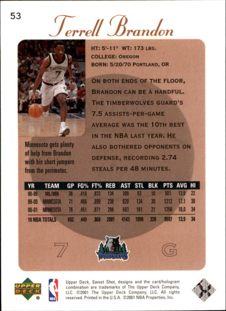 2001/2002 Sweet Shot (Upper Deck) Basketball - Picture 81 of 177