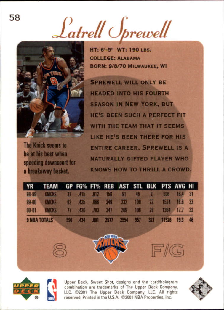 2001/2002 Sweet Shot (Upper Deck) Basketball - Picture 73 of 177
