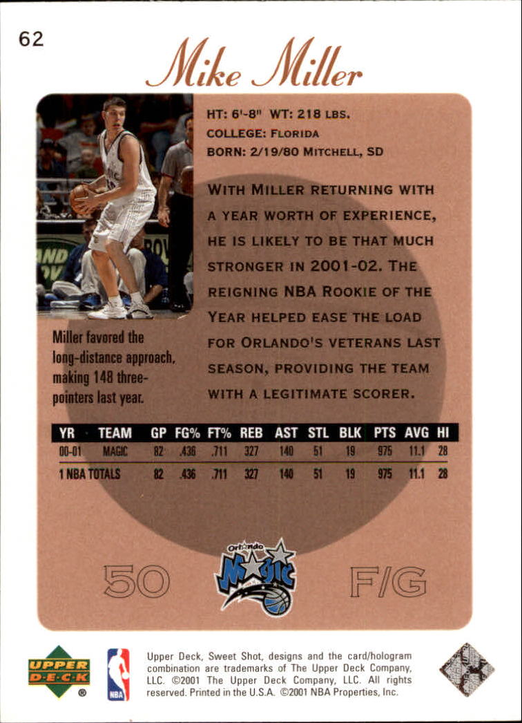 2001/2002 Sweet Shot (Upper Deck) Basketball - Picture 65 of 177