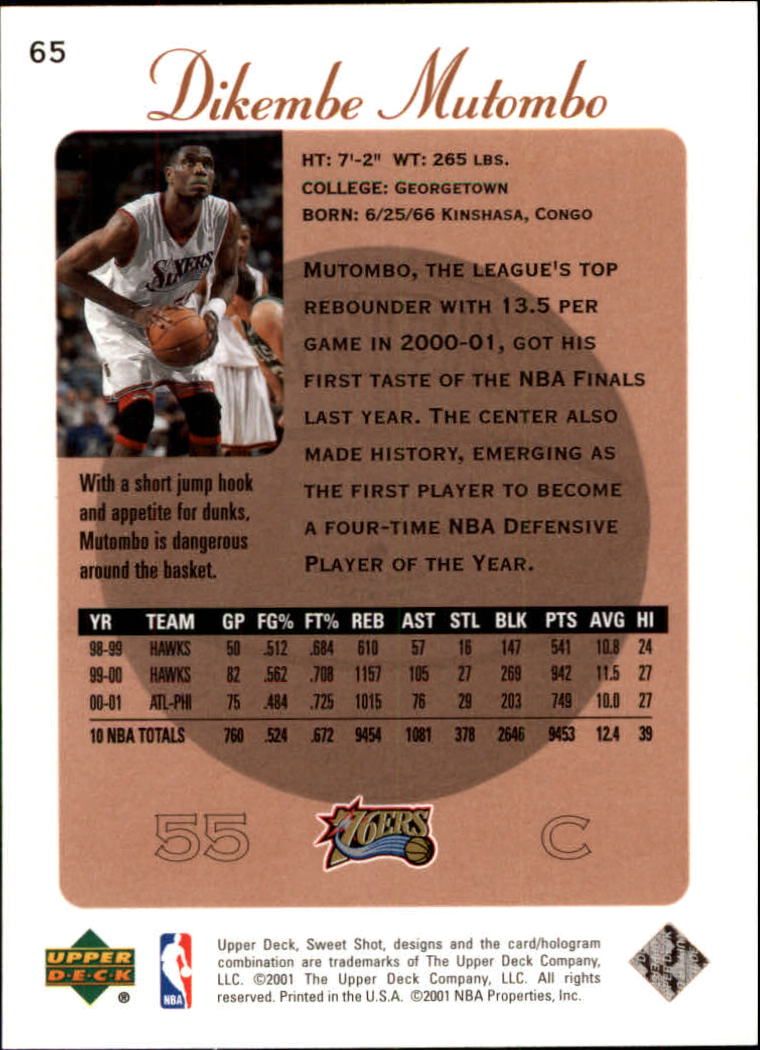 2001/2002 Sweet Shot (Upper Deck) Basketball - Picture 63 of 177