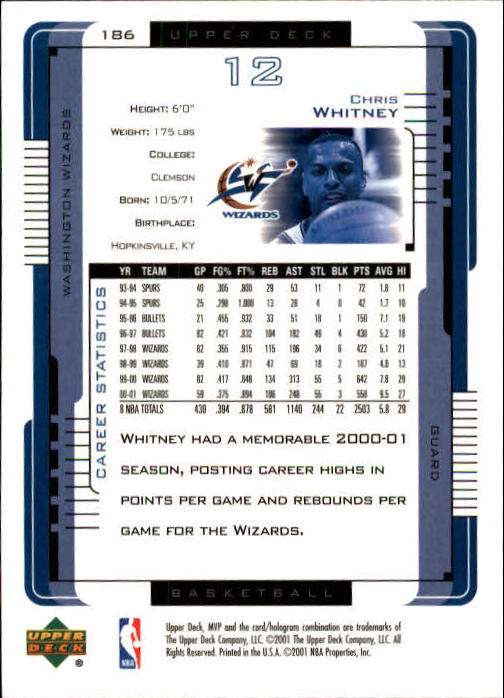2001-02 Upper Deck MVP Basketball Card Pick | eBay