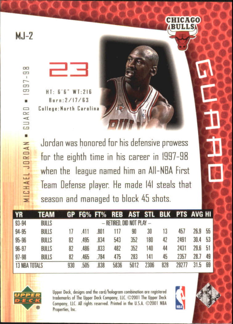 2001/2002 Upper Deck baloncesto parte 2 MJ's tarjetas traseras - Imagen 3 de 147
