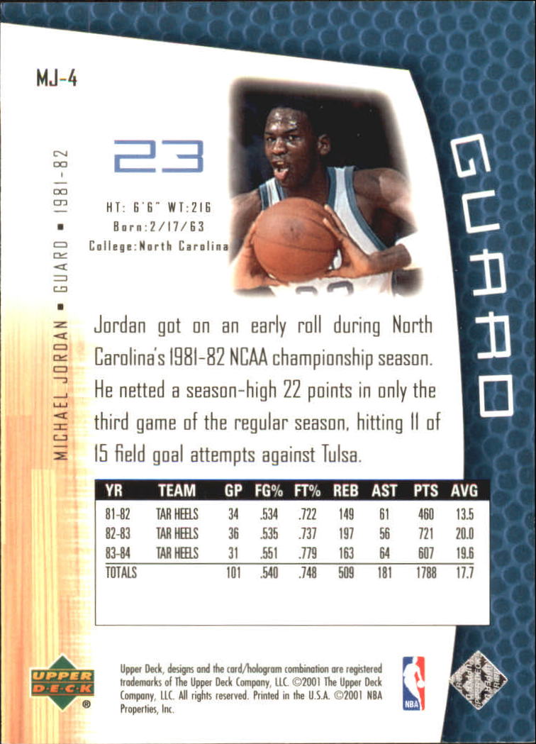 2001/2002 Upper Deck baloncesto parte 2 MJ's tarjetas traseras - Imagen 7 de 147