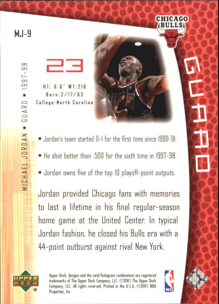 2001/2002 Upper Deck baloncesto parte 2 MJ's tarjetas traseras - Imagen 11 de 147