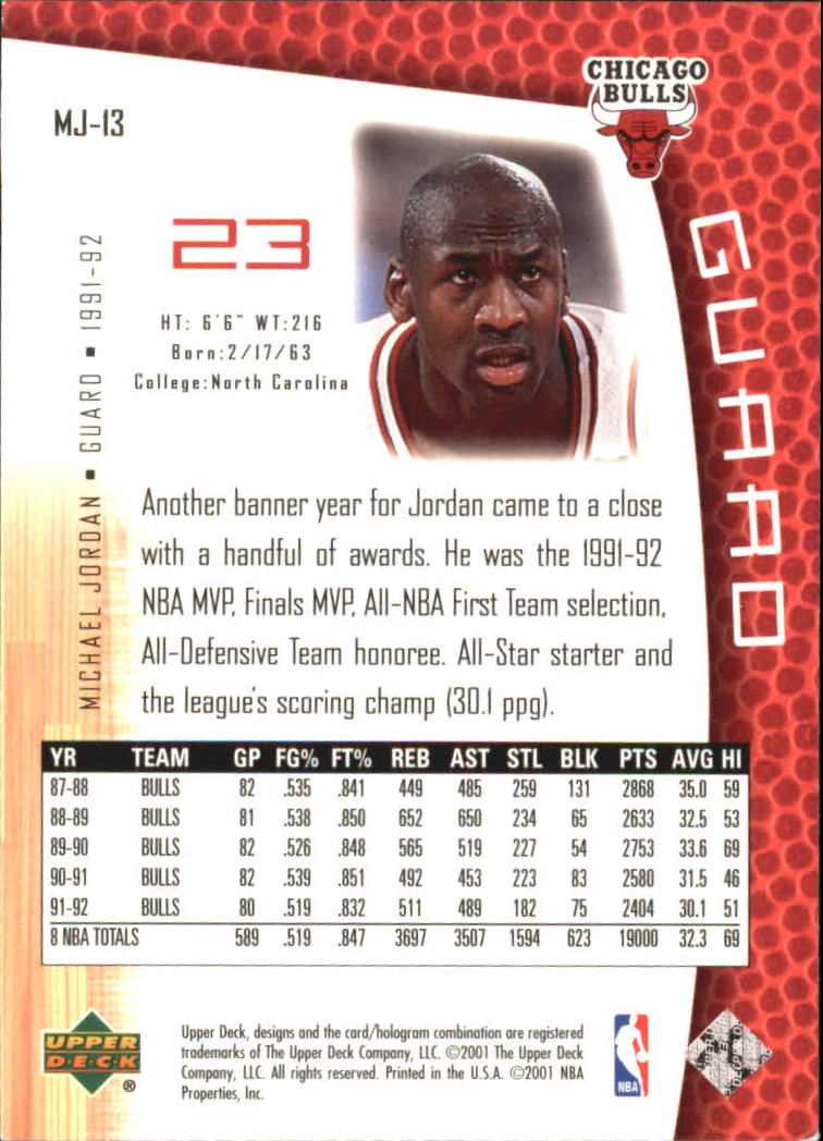 2001/2002 Upper Deck baloncesto parte 2 MJ's tarjetas traseras - Imagen 19 de 147
