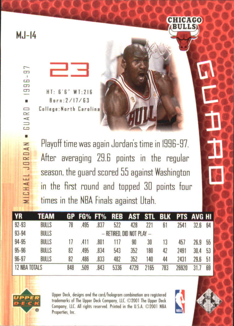 2001/2002 Upper Deck baloncesto parte 2 MJ's tarjetas traseras - Imagen 21 de 147