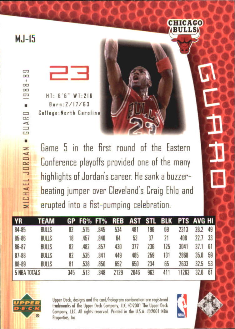 2001/2002 Upper Deck baloncesto parte 2 MJ's tarjetas traseras - Imagen 23 de 147