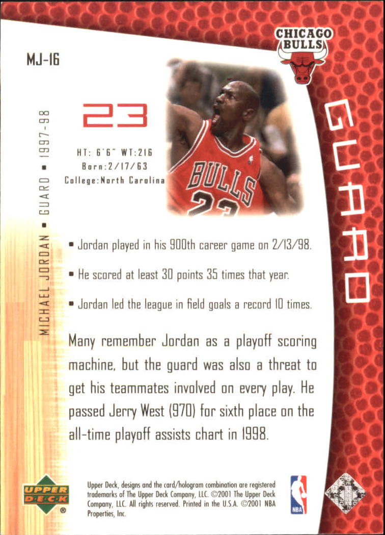 2001/2002 Upper Deck baloncesto parte 2 MJ's tarjetas traseras - Imagen 25 de 147