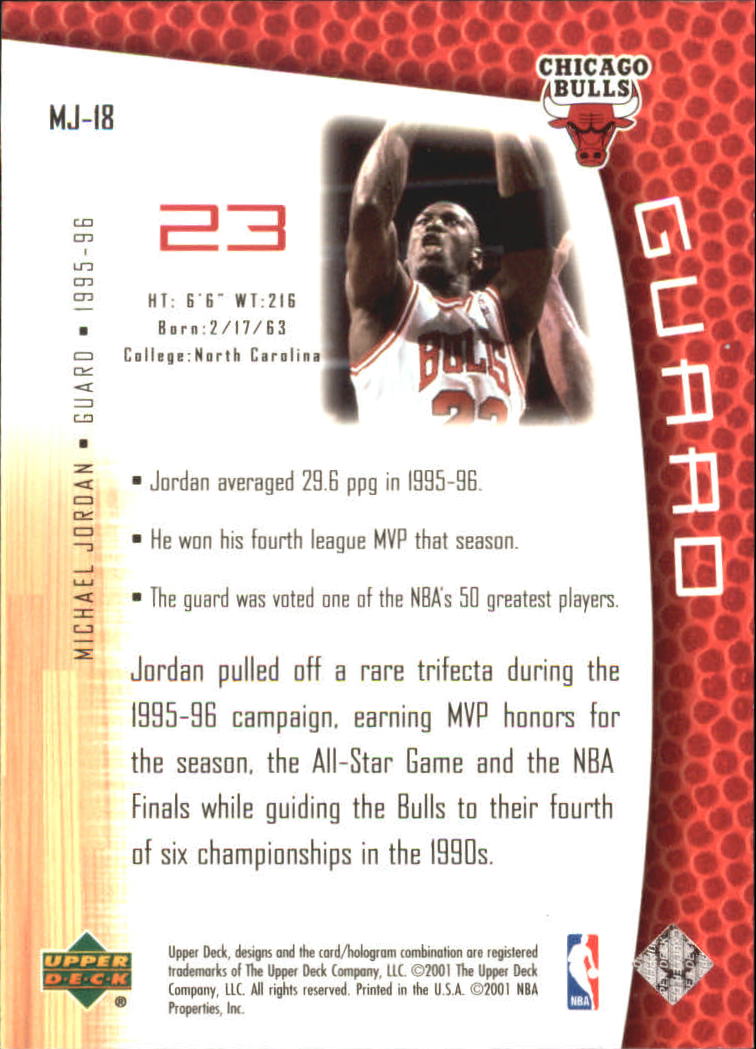 2001/2002 Upper Deck baloncesto parte 2 MJ's tarjetas traseras - Imagen 29 de 147