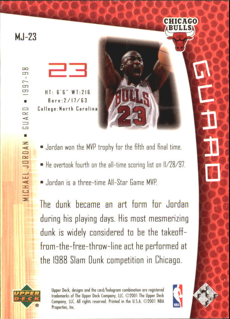 2001/2002 Upper Deck baloncesto parte 2 MJ's tarjetas traseras - Imagen 39 de 147