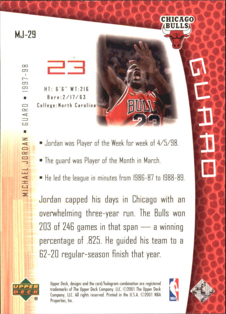 2001/2002 Upper Deck baloncesto parte 2 MJ's tarjetas traseras - Imagen 49 de 147