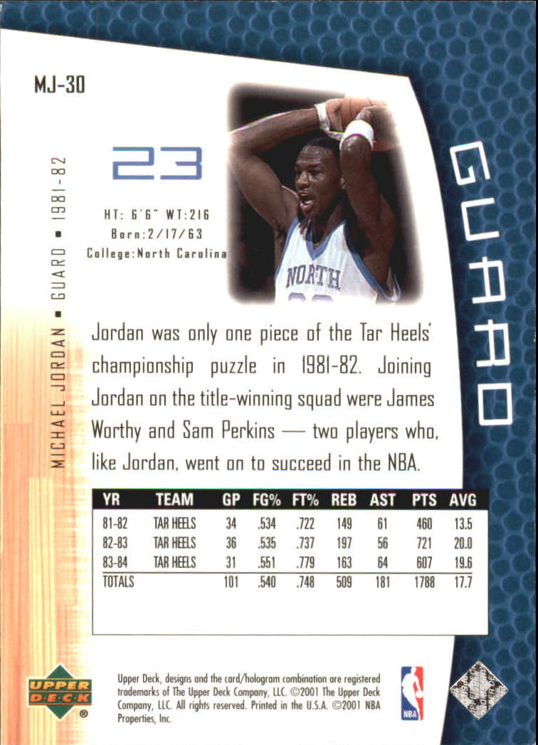 2001/2002 Upper Deck baloncesto parte 2 MJ's tarjetas traseras - Imagen 51 de 147