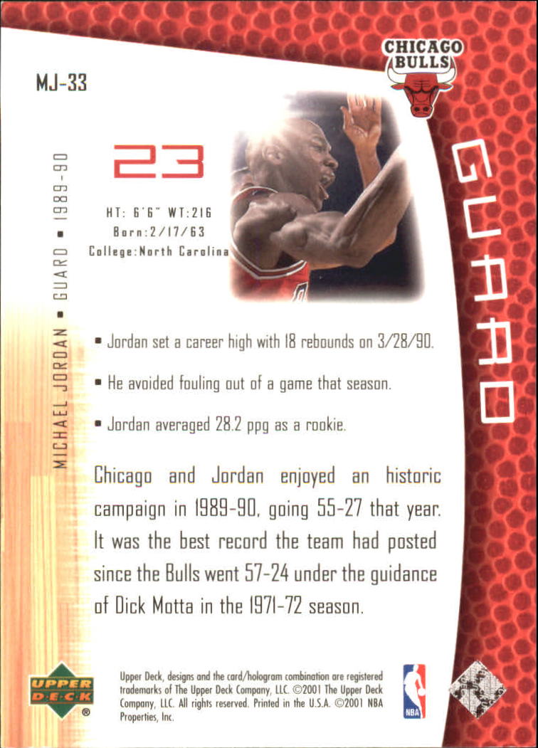 2001/2002 Upper Deck baloncesto parte 2 MJ's tarjetas traseras - Imagen 55 de 147