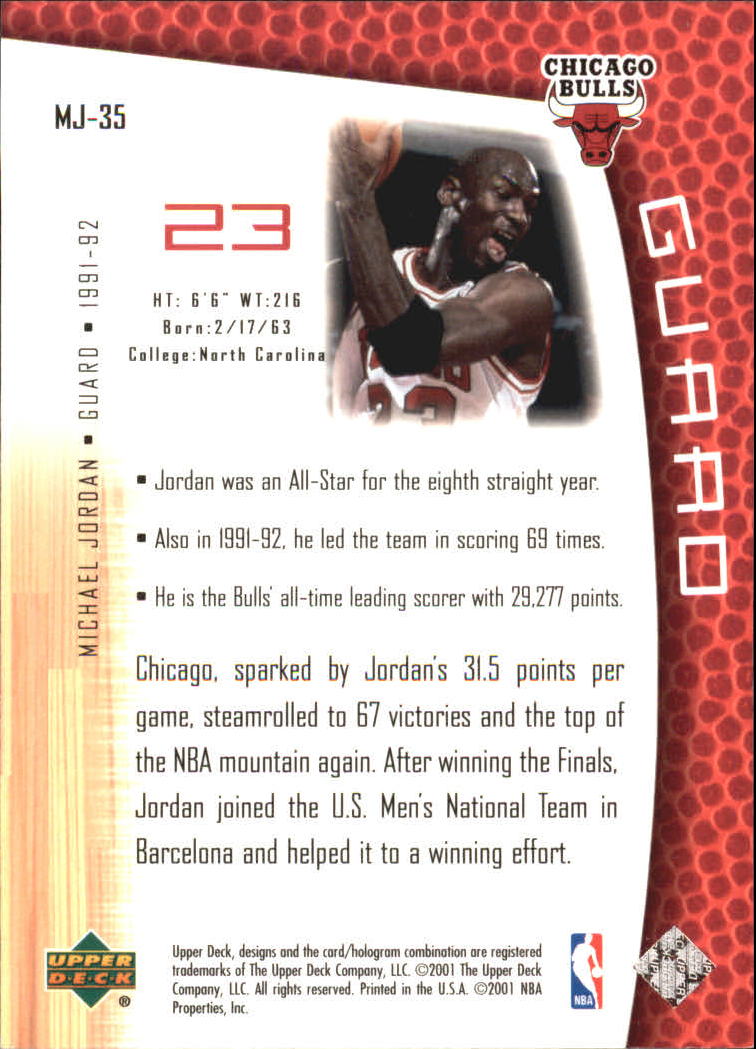 2001/2002 Upper Deck baloncesto parte 2 MJ's tarjetas traseras - Imagen 59 de 147