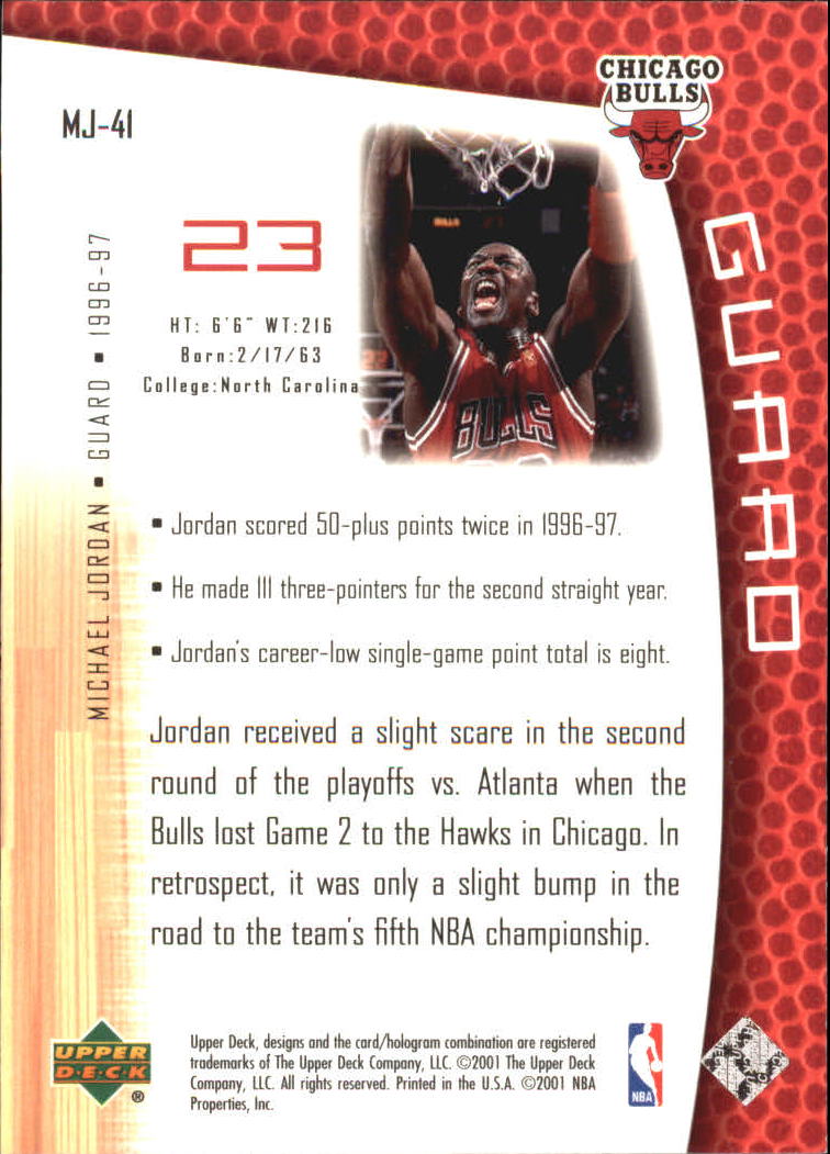 2001/2002 Upper Deck baloncesto parte 2 MJ's tarjetas traseras - Imagen 69 de 147