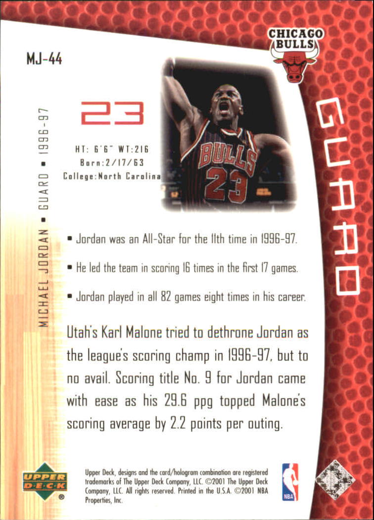 2001/2002 Upper Deck baloncesto parte 2 MJ's tarjetas traseras - Imagen 73 de 147