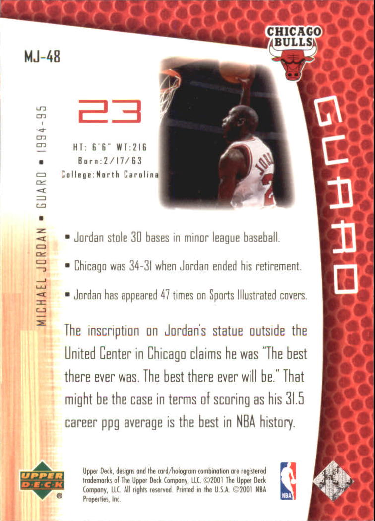 2001/2002 Upper Deck baloncesto parte 2 MJ's tarjetas traseras - Imagen 81 de 147