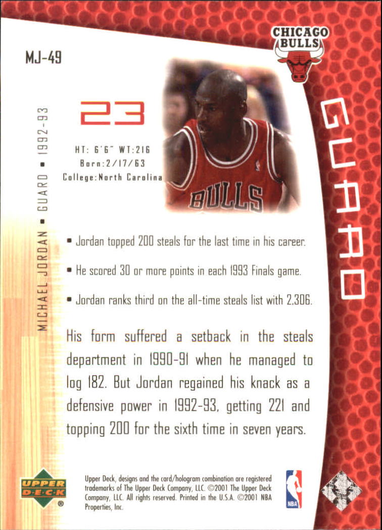 2001/2002 Upper Deck baloncesto parte 2 MJ's tarjetas traseras - Imagen 83 de 147