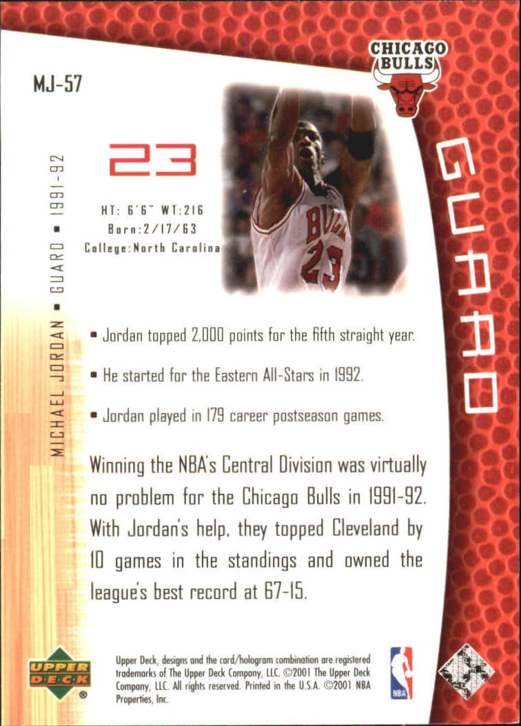 2001/2002 Upper Deck baloncesto parte 2 MJ's tarjetas traseras - Imagen 95 de 147