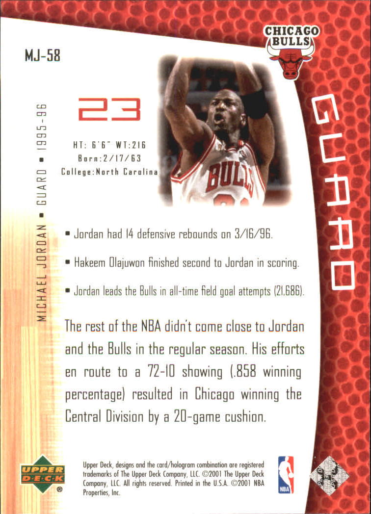2001/2002 Upper Deck baloncesto parte 2 MJ's tarjetas traseras - Imagen 97 de 147