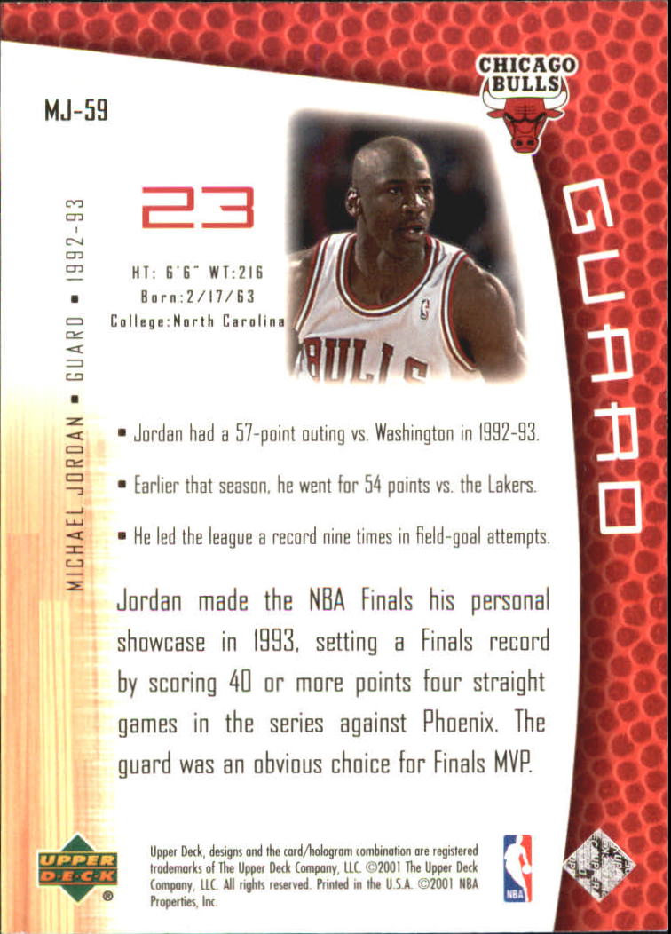 2001/2002 Upper Deck baloncesto parte 2 MJ's tarjetas traseras - Imagen 99 de 147