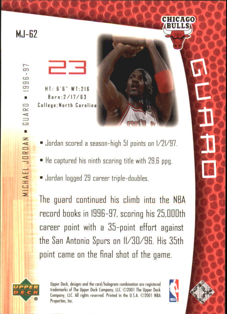 2001/2002 Upper Deck baloncesto parte 2 MJ's tarjetas traseras - Imagen 103 de 147