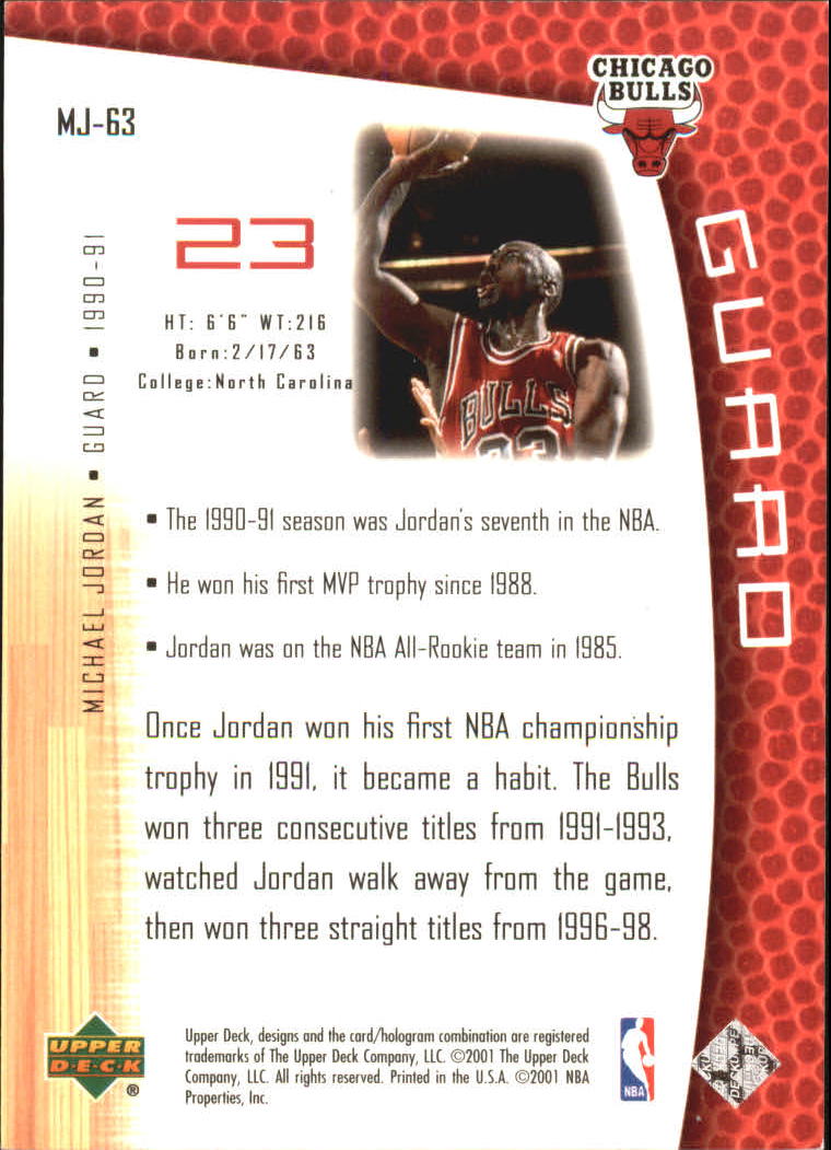 2001/2002 Upper Deck baloncesto parte 2 MJ's tarjetas traseras - Imagen 105 de 147