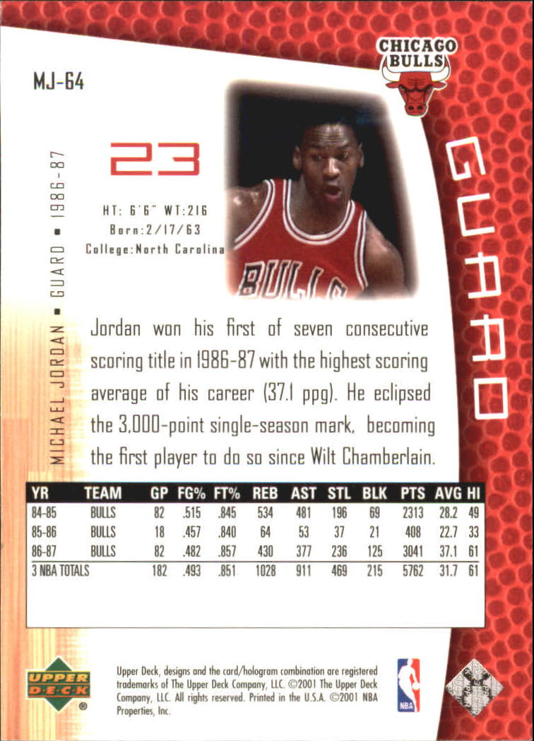 2001/2002 Upper Deck baloncesto parte 2 MJ's tarjetas traseras - Imagen 107 de 147
