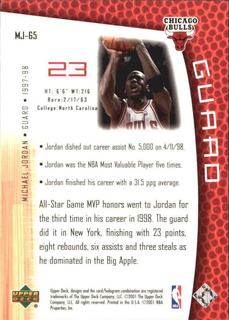 2001/2002 Upper Deck baloncesto parte 2 MJ's tarjetas traseras - Imagen 109 de 147