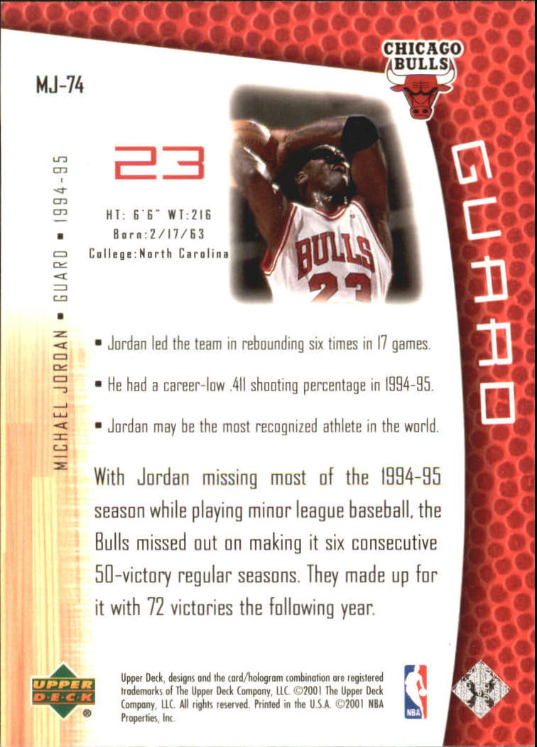 2001/2002 Upper Deck baloncesto parte 2 MJ's tarjetas traseras - Imagen 123 de 147